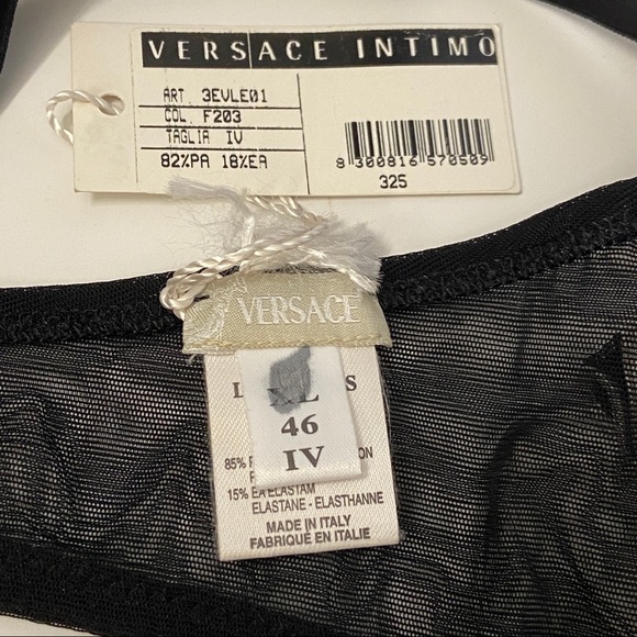 NWT Versace Intimo Black White Mesh Embroidered Bra XL - Picture 15 of 15